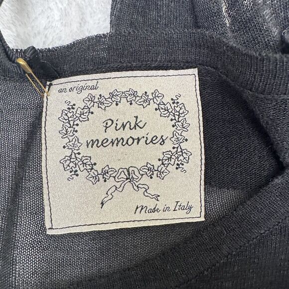 Pink Memories Women's Black Floral Long Sleeve Light Knit Sweater Top Sz 10/46 - Picture 7 of 13